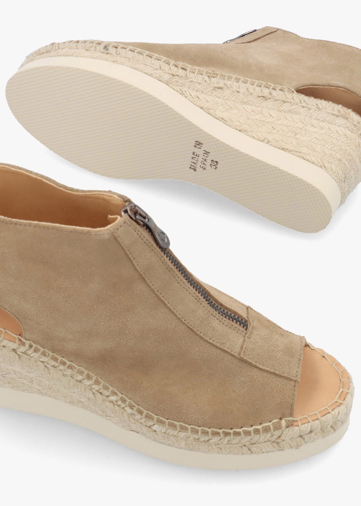 Jippie Taupe Suede Wedge Espadrilles