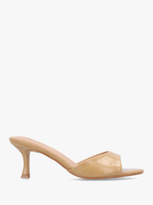 Minka Camel Moc Croc Low Heel Mules