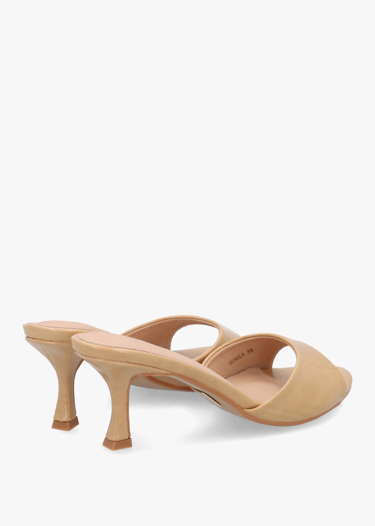 Minka Camel Moc Croc Low Heel Mules
