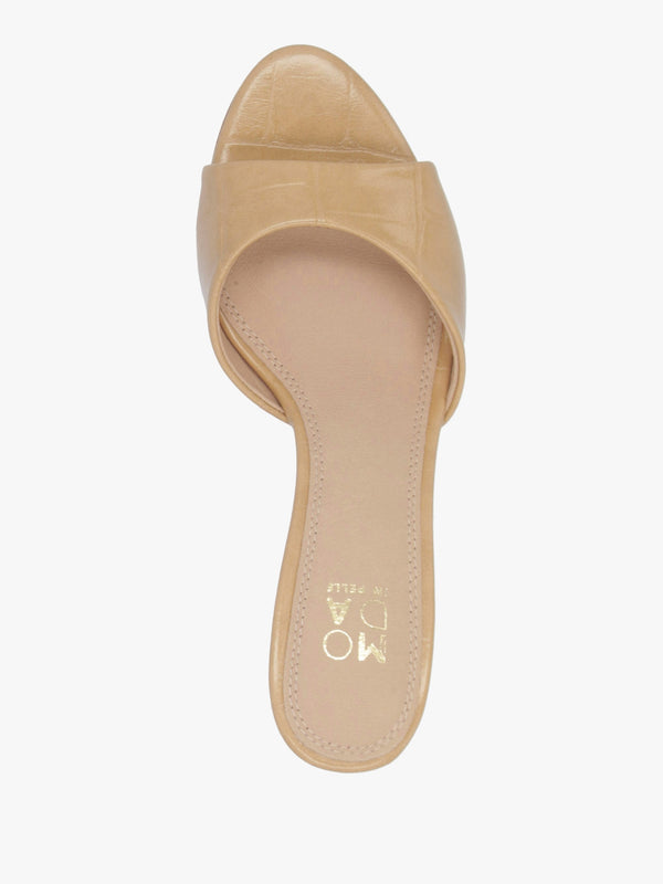 Minka Camel Moc Croc Low Heel Mules