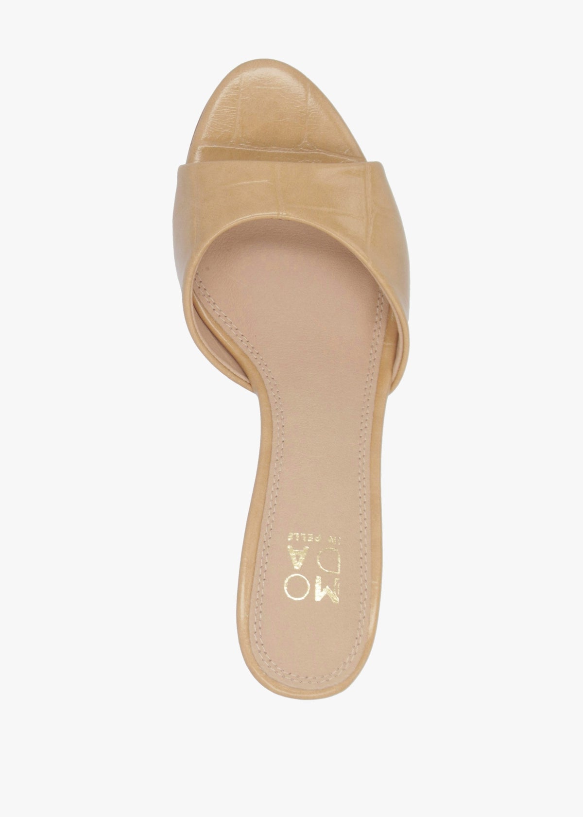 Minka Camel Moc Croc Low Heel Mules