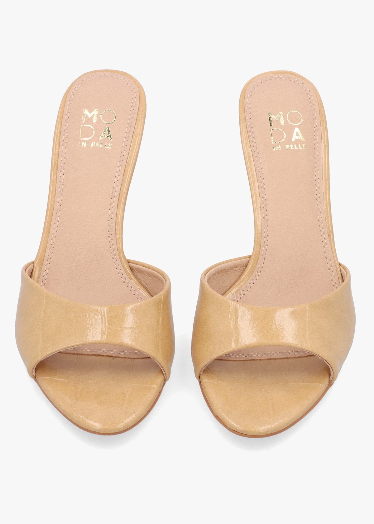 Minka Camel Moc Croc Low Heel Mules