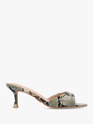Minka Beige Reptile Low Heel Mules