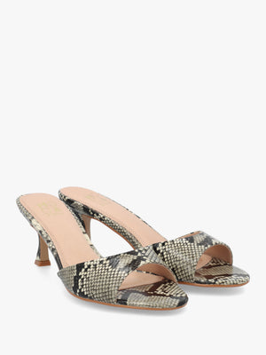 Minka Beige Reptile Low Heel Mules