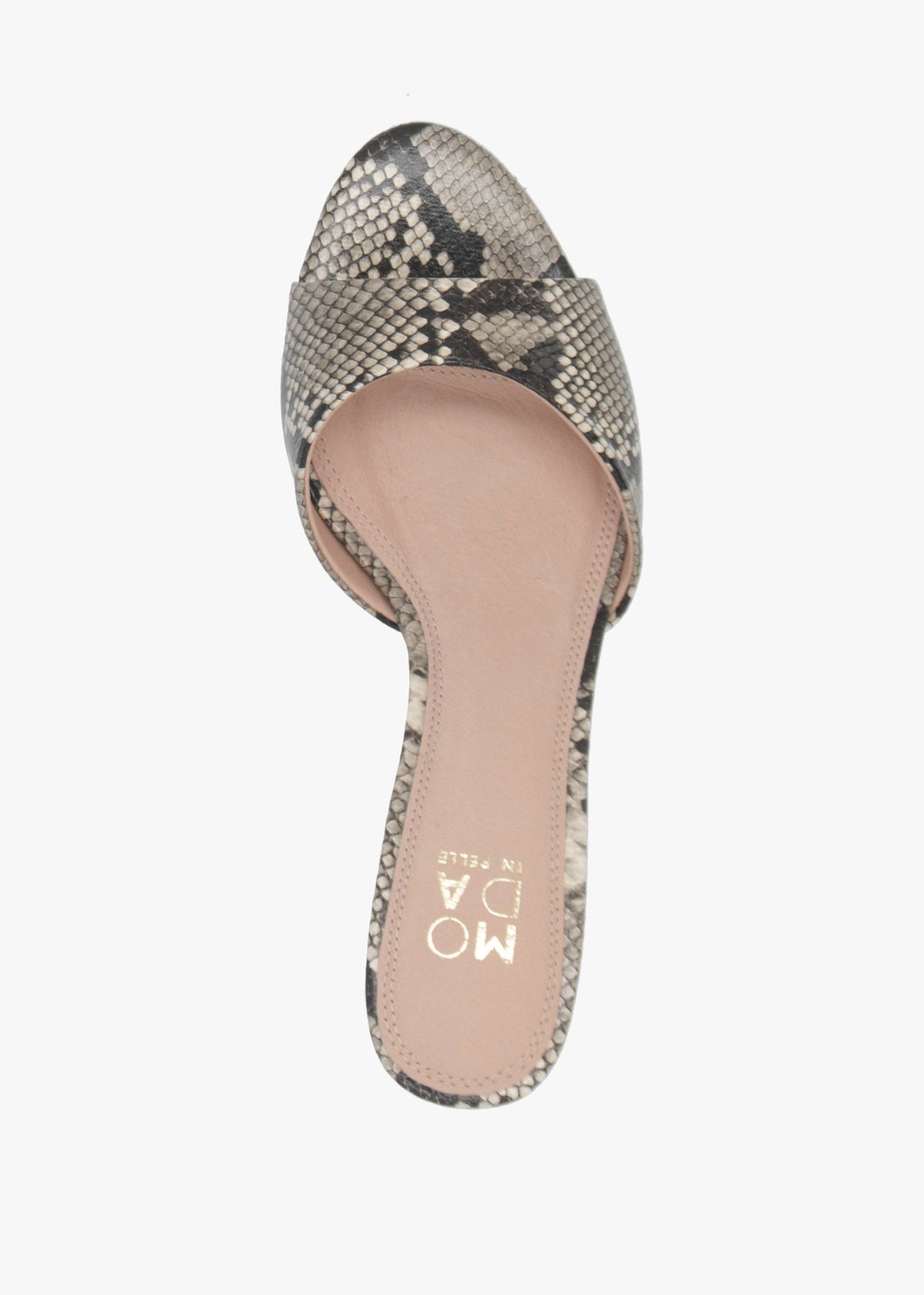 Minka Beige Reptile Low Heel Mules