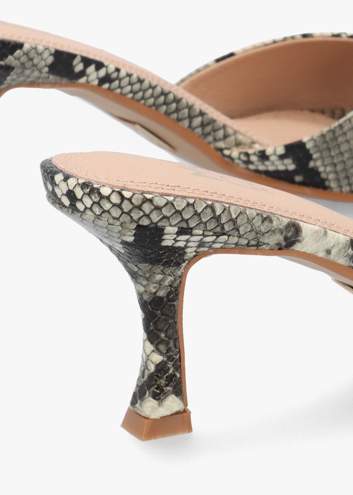 Minka Beige Reptile Low Heel Mules