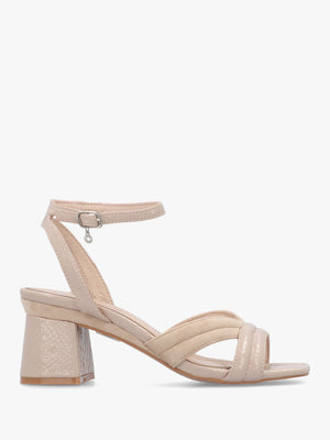 Madelia Taupe Reptile Strappy Block Heel Sandals
