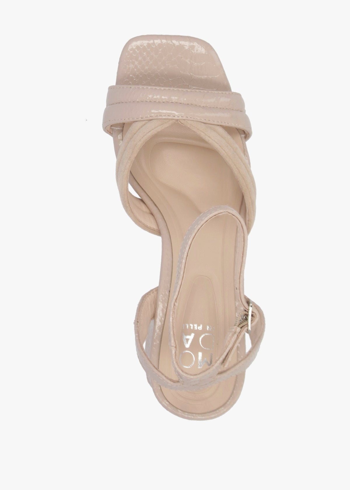 Madelia Taupe Reptile Strappy Block Heel Sandals