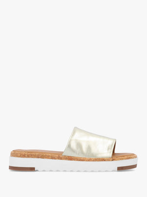 Kanzan Gold Leather Flat Mules