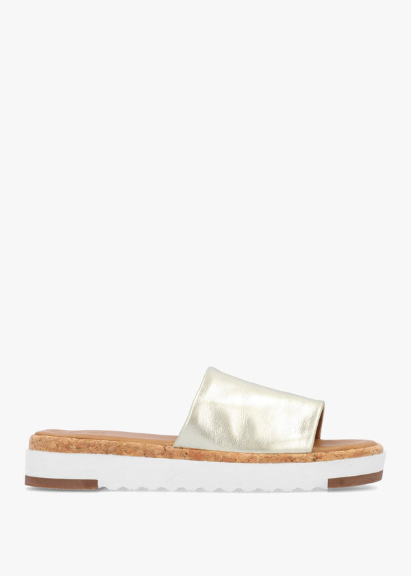 Kanzan Gold Leather Flat Mules