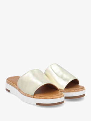 Kanzan Gold Leather Flat Mules