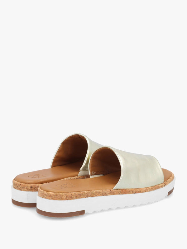 Kanzan Gold Leather Flat Mules