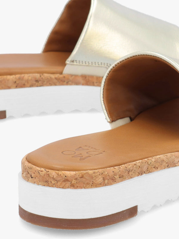 Kanzan Gold Leather Flat Mules