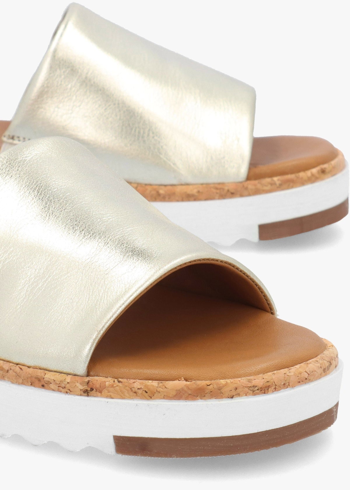 Kanzan Gold Leather Flat Mules