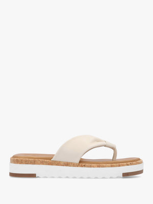 Kadence Off White Leather Toe Post Sandals