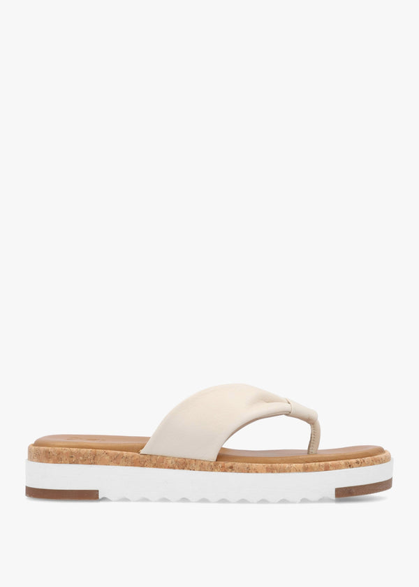 Kadence Off White Leather Toe Post Sandals