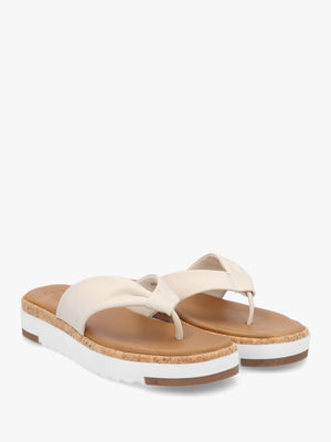 Kadence Off White Leather Toe Post Sandals