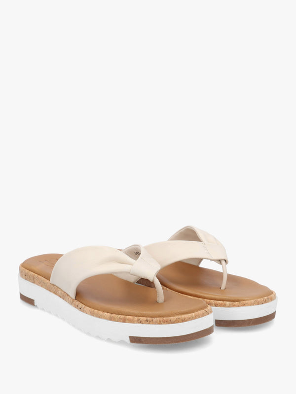 Kadence Off White Leather Toe Post Sandals