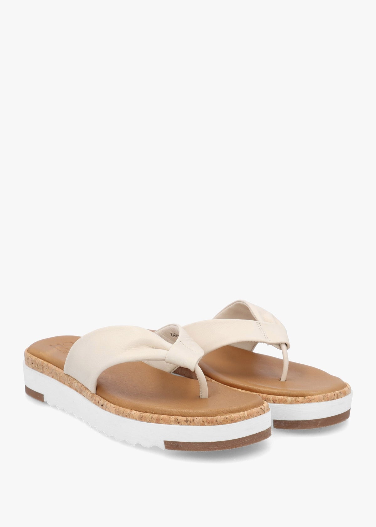 Kadence Off White Leather Toe Post Sandals