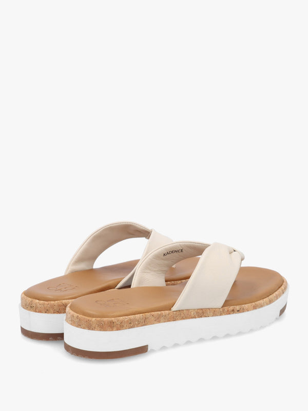 Kadence Off White Leather Toe Post Sandals