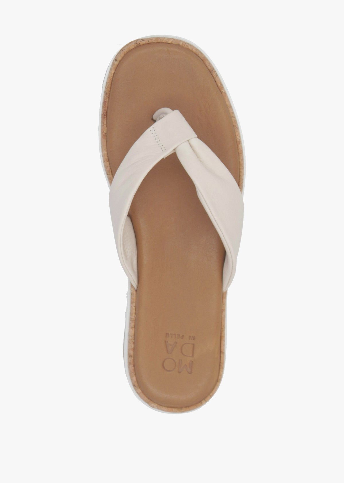 Kadence Off White Leather Toe Post Sandals