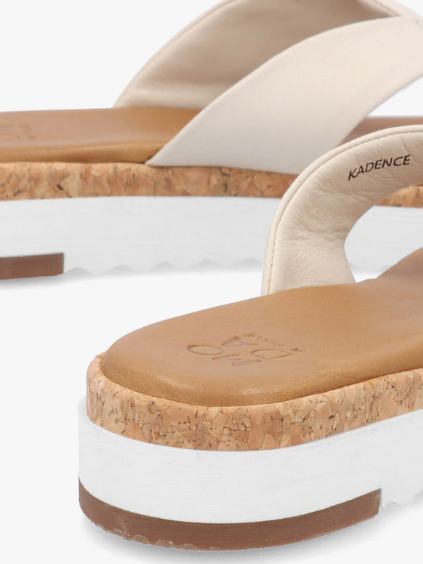 Kadence Off White Leather Toe Post Sandals
