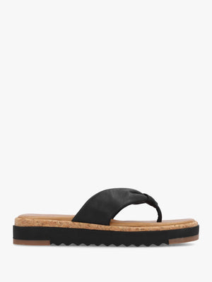 Kadence Black Leather Toe Post Sandals