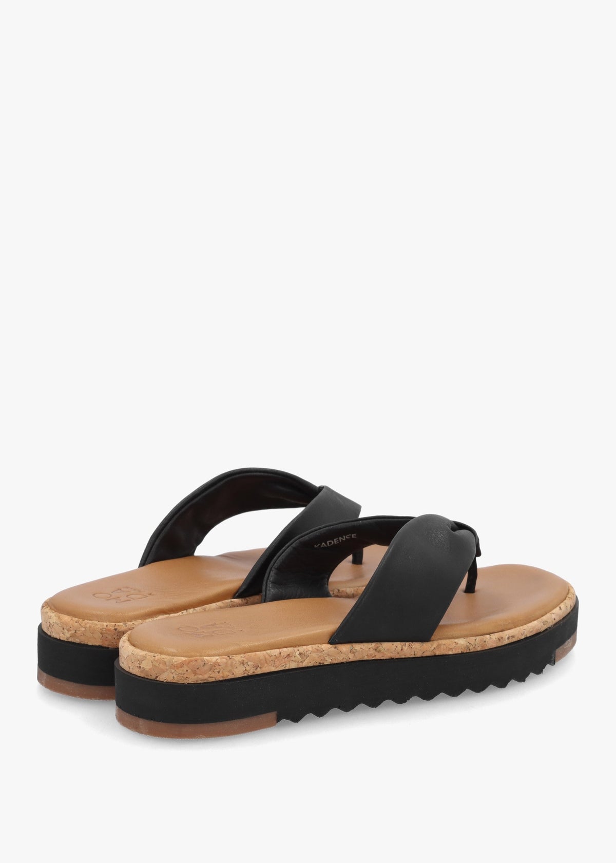 Kadence Black Leather Toe Post Sandals