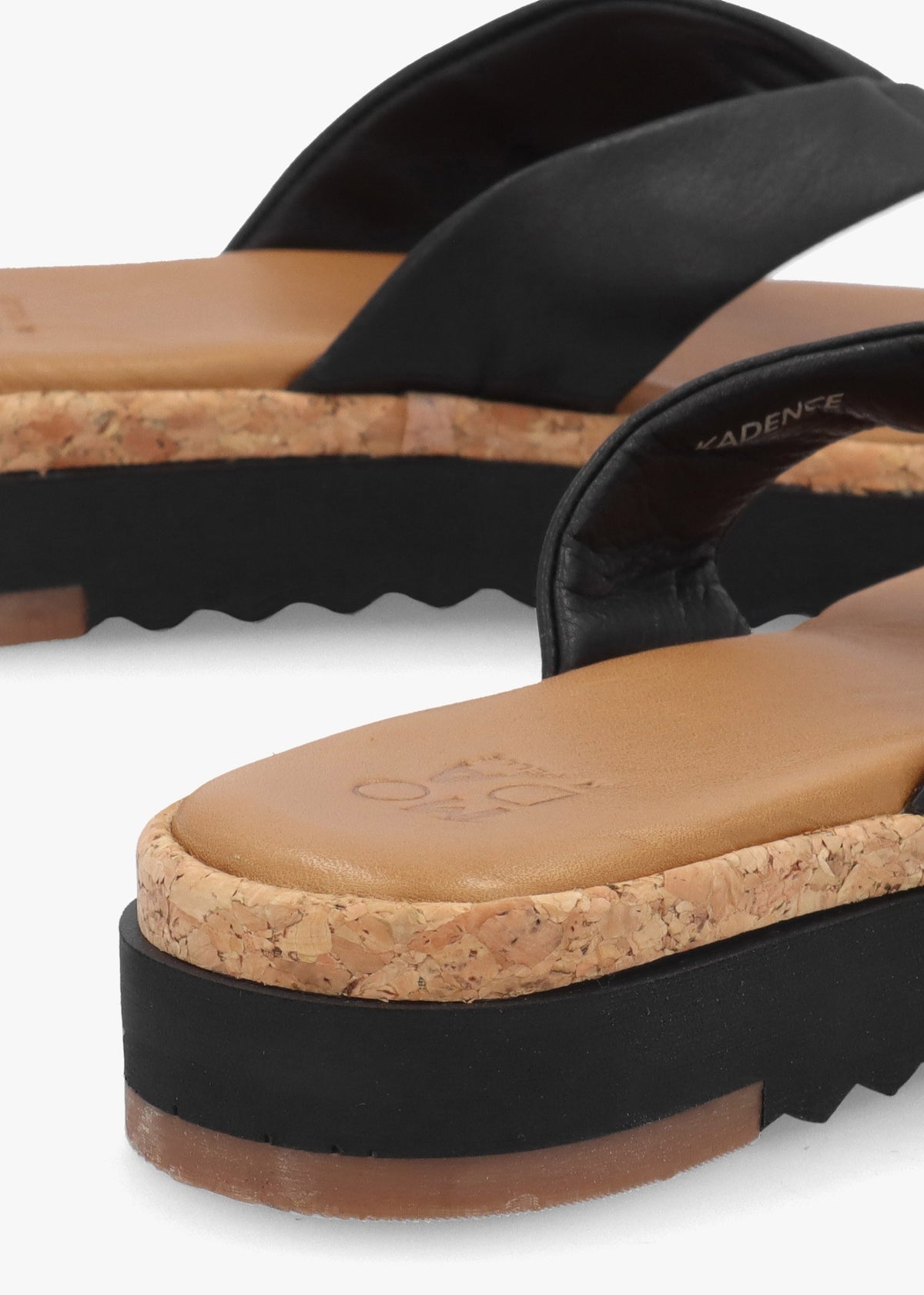 Kadence Black Leather Toe Post Sandals