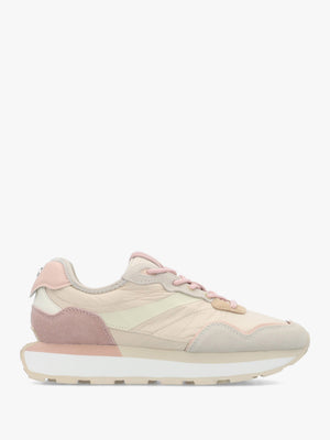 Dorea Beige & Pink Lace Up Trainers