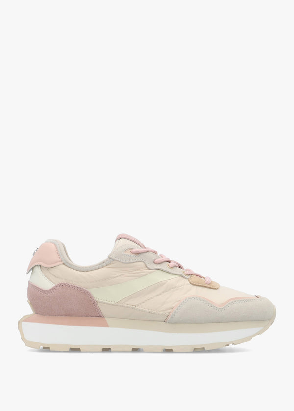 Dorea Beige & Pink Lace Up Trainers