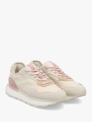 Dorea Beige & Pink Lace Up Trainers
