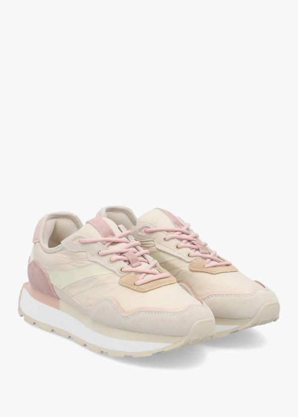 Dorea Beige & Pink Lace Up Trainers