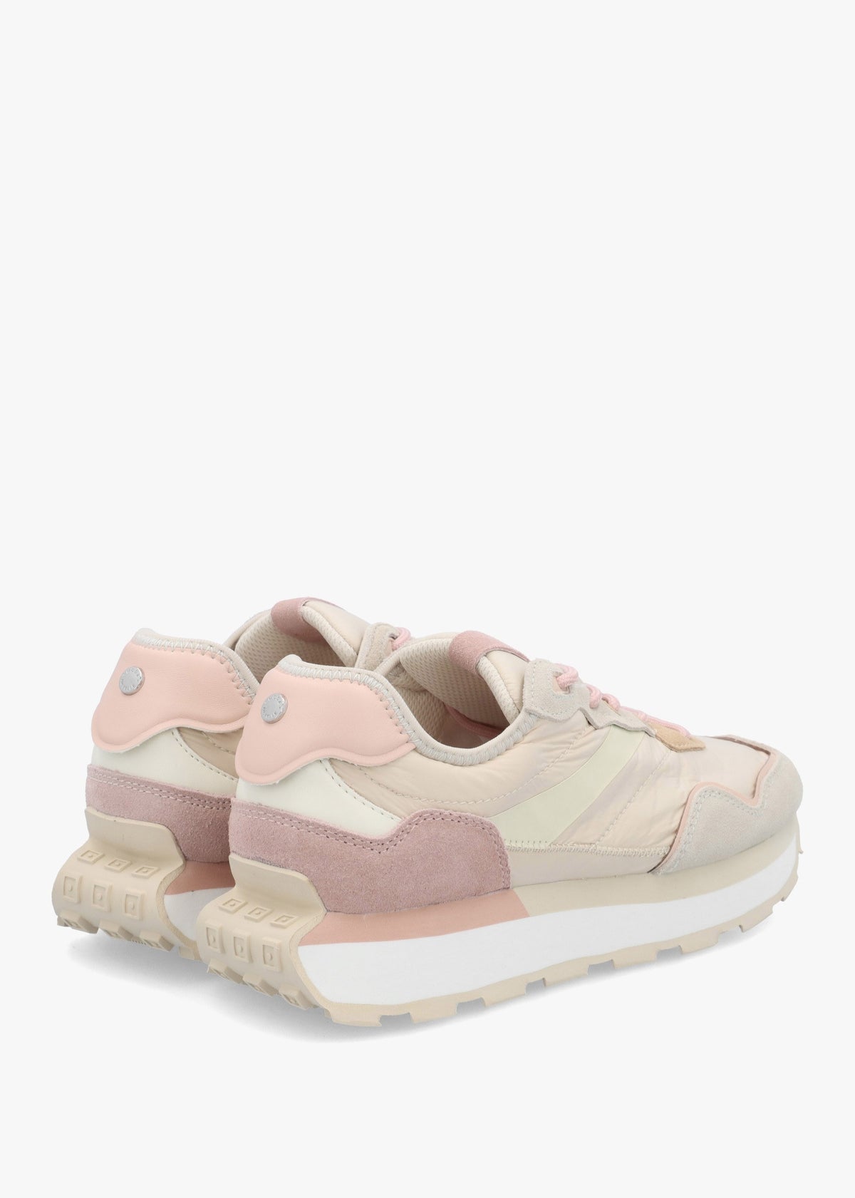 Dorea Beige & Pink Lace Up Trainers