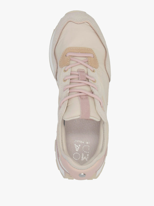 Dorea Beige & Pink Lace Up Trainers