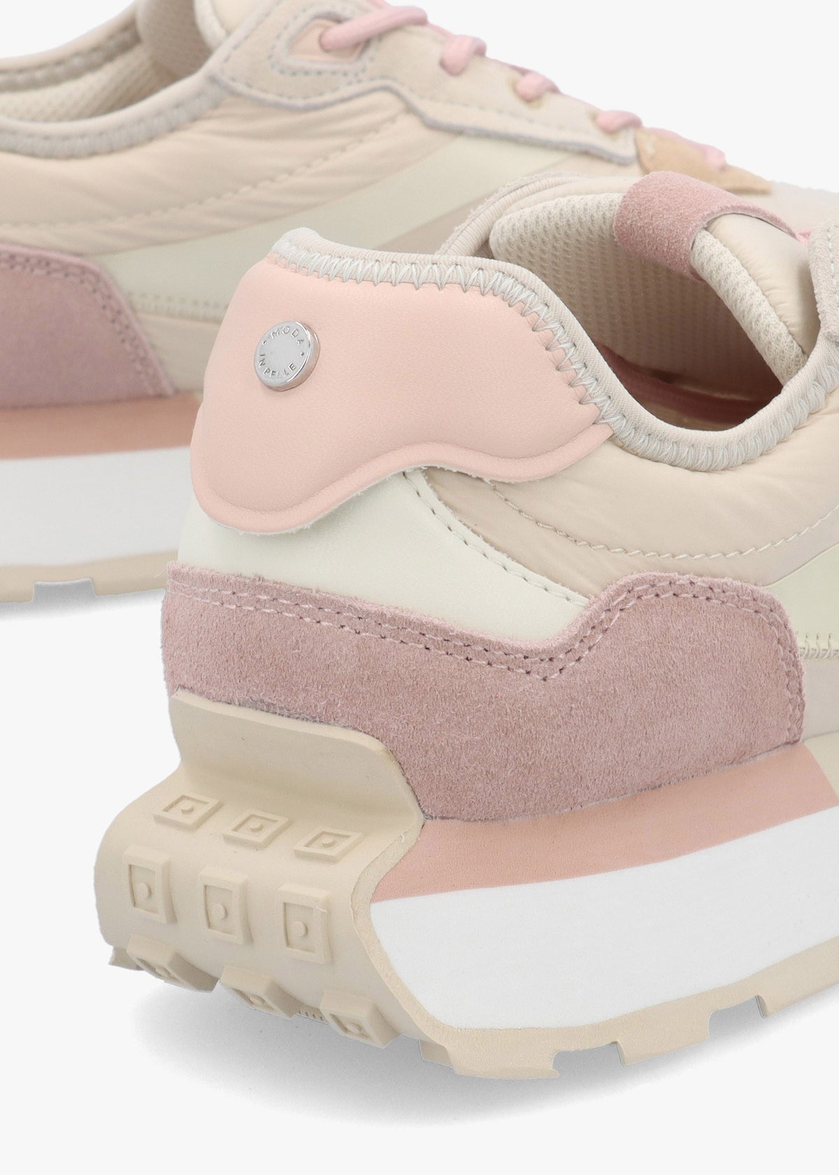 Dorea Beige & Pink Lace Up Trainers