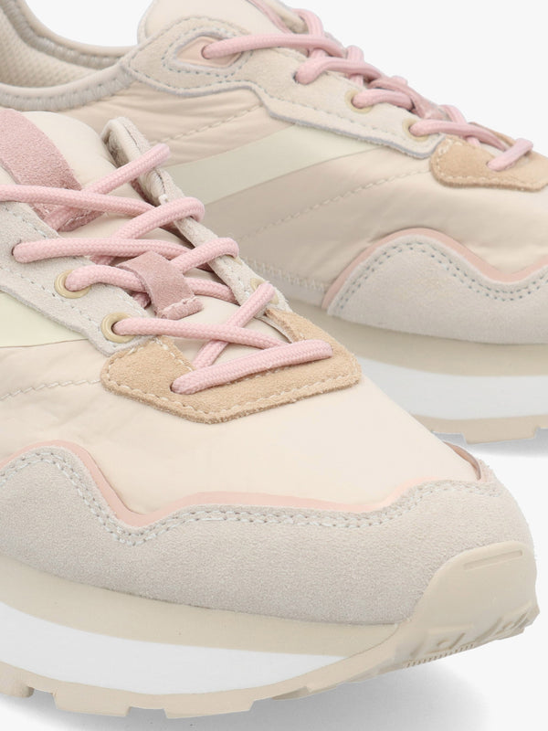 Dorea Beige & Pink Lace Up Trainers
