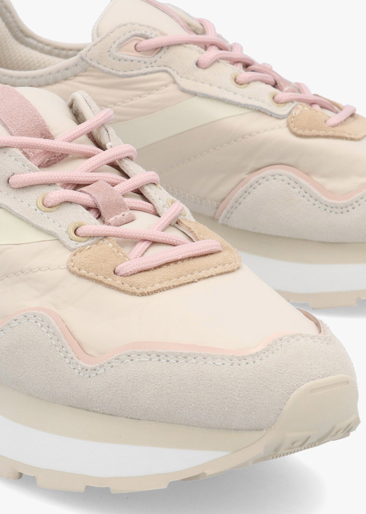 Dorea Beige & Pink Lace Up Trainers