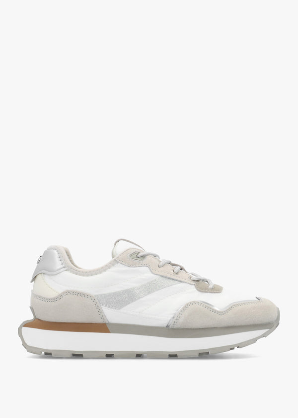 Dorea White & Grey Lace Up Trainers