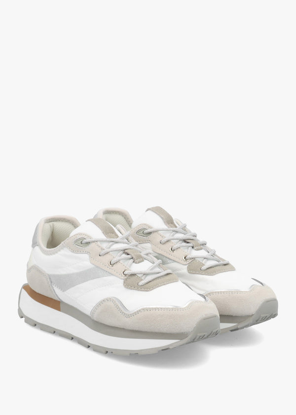 Dorea White & Grey Lace Up Trainers