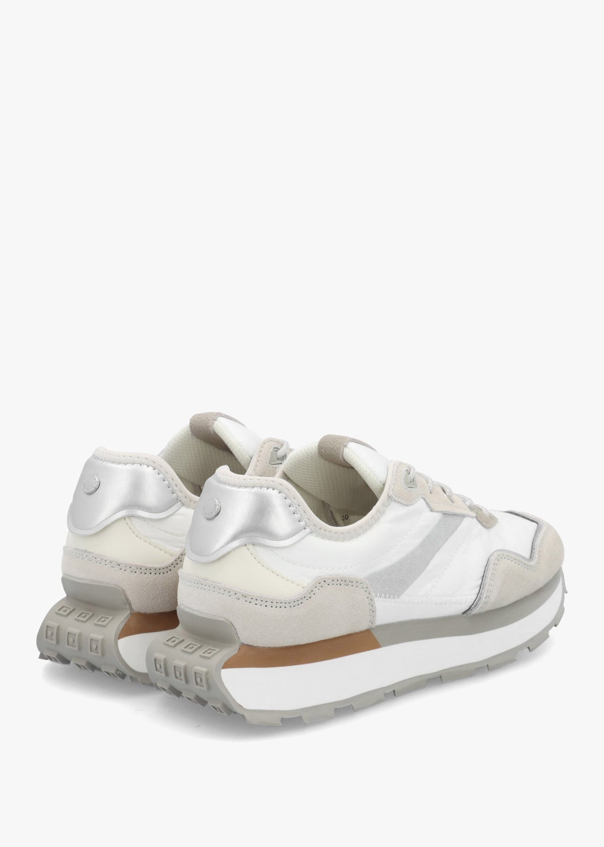Dorea White & Grey Lace Up Trainers