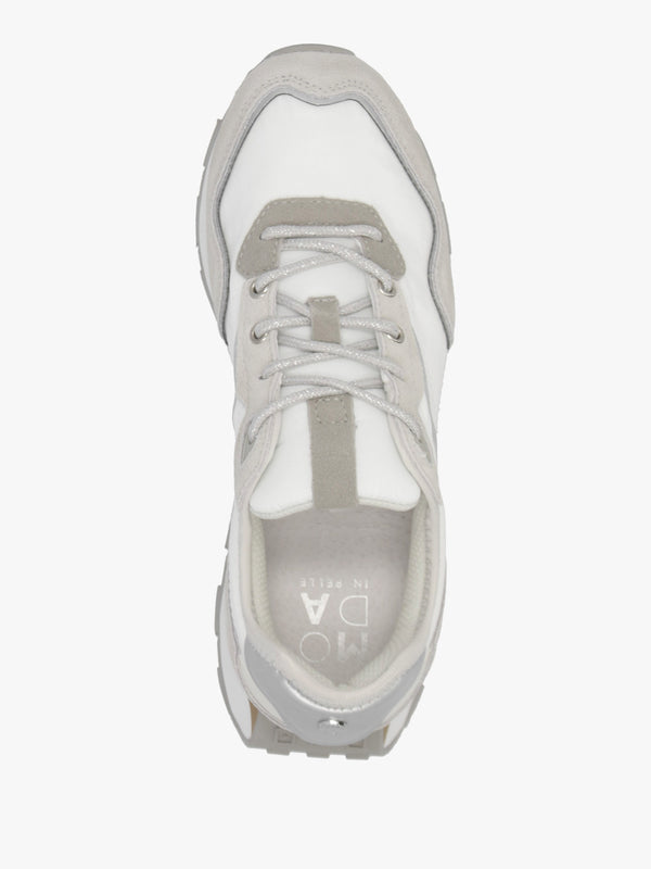 Dorea White & Grey Lace Up Trainers