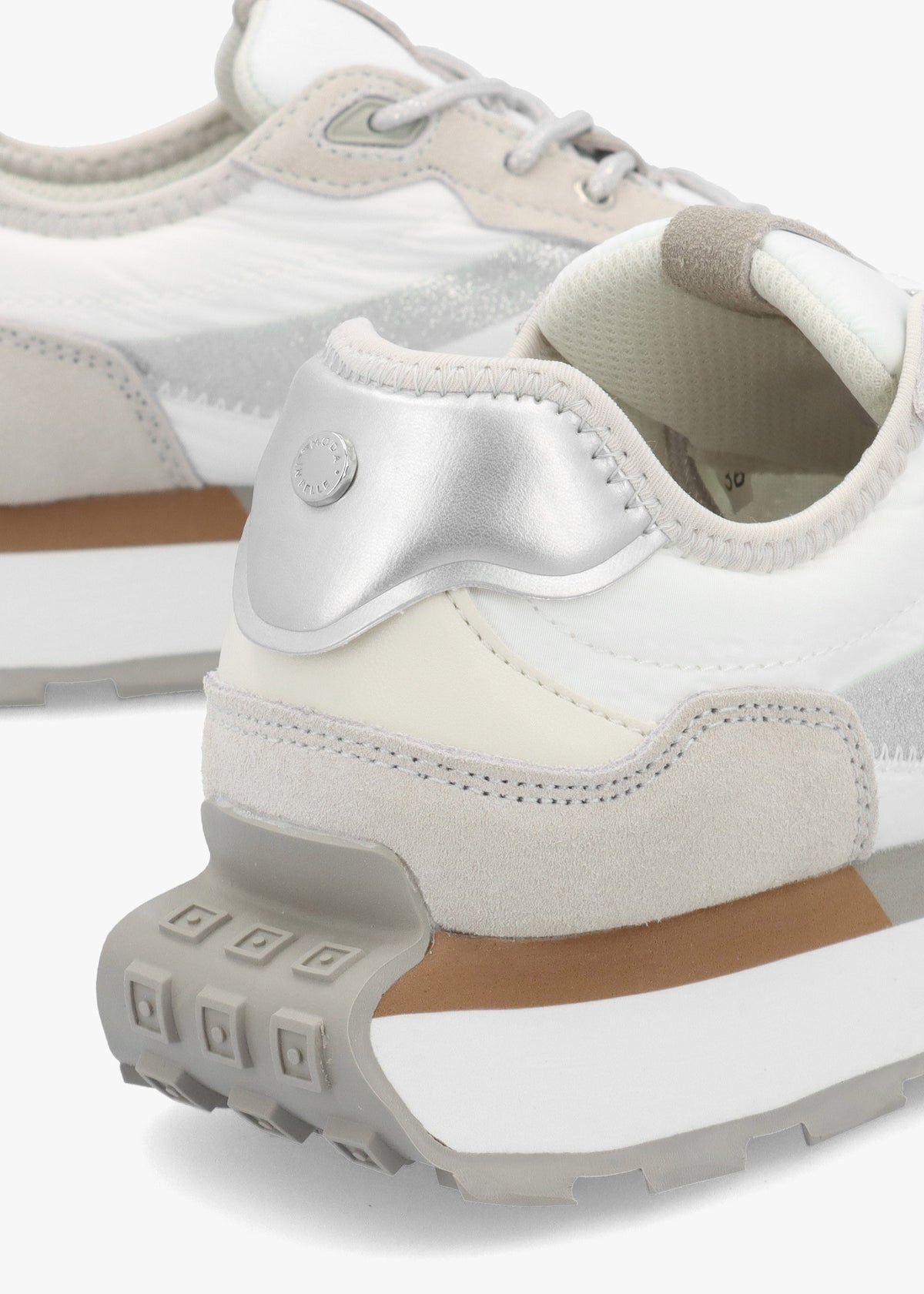 Dorea White & Grey Lace Up Trainers
