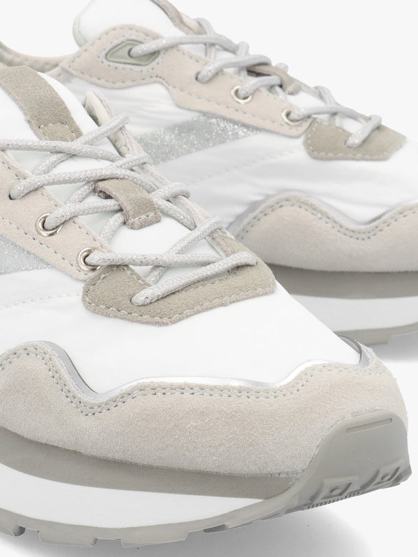 Dorea White & Grey Lace Up Trainers