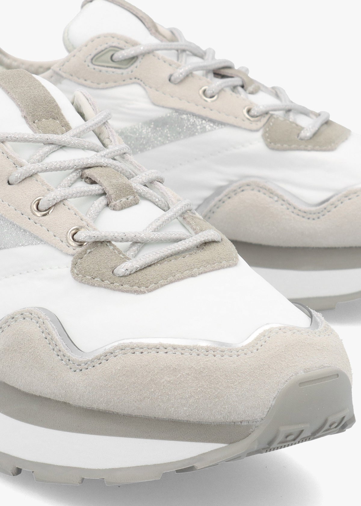 Dorea White & Grey Lace Up Trainers