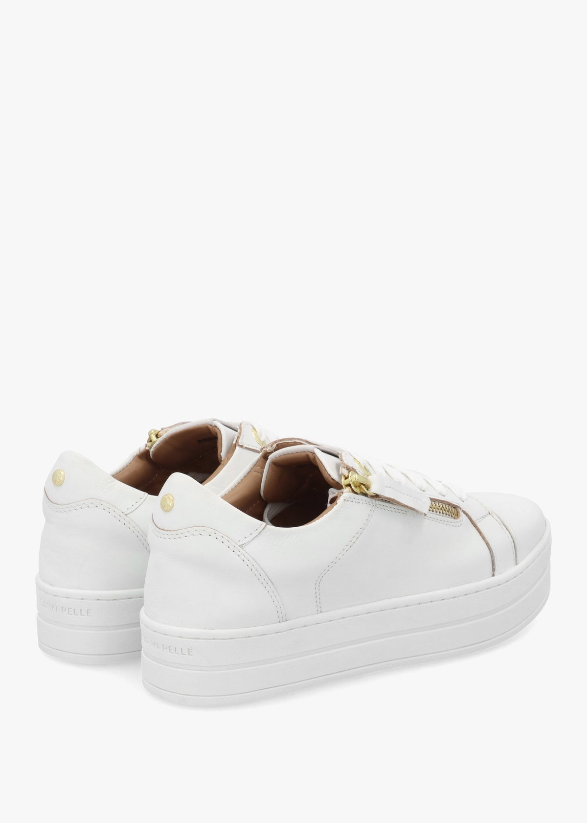 Abbee White Leather Side Zip Lace Up Flatform Trainers