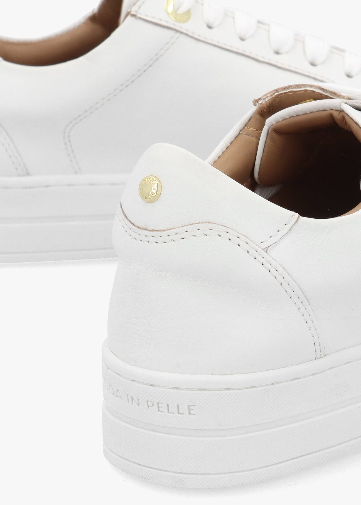 Abbee White Leather Side Zip Lace Up Flatform Trainers