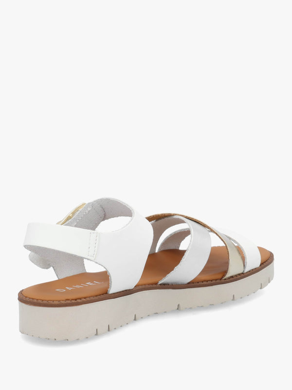 Lindy White Leather Multi Cross Strap Sandals