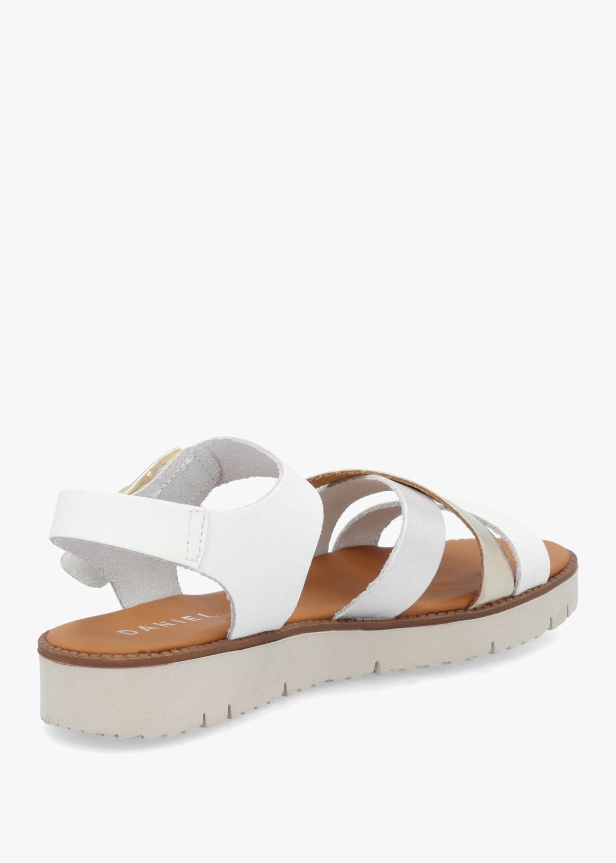 Lindy White Leather Multi Cross Strap Sandals