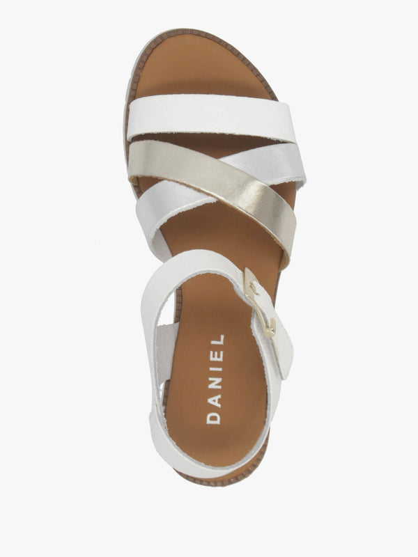 Lindy White Leather Multi Cross Strap Sandals